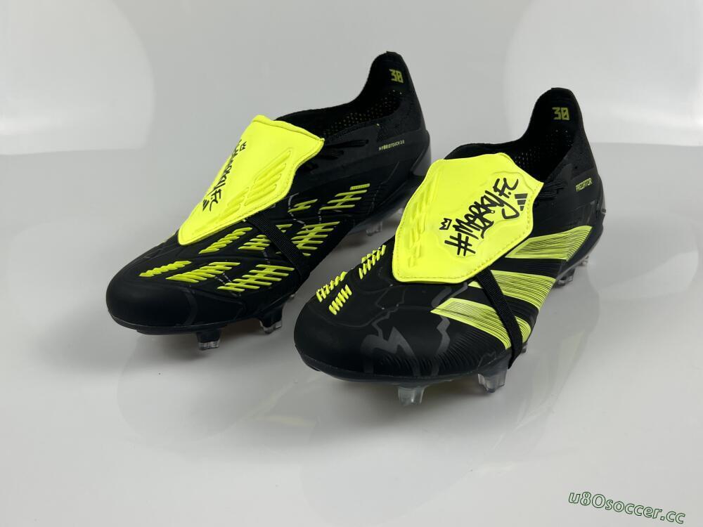 Unisex Adidas Predator Elite Foldover Tongue FG Firm Ground Low-Tops Football Boots - Black/Yellow/Blue