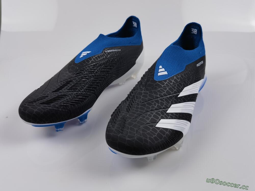 Men's Adidas Predator Accuracy+ Laceless FG Firm Ground Low-Tops Football Boots - Black/White/Blue