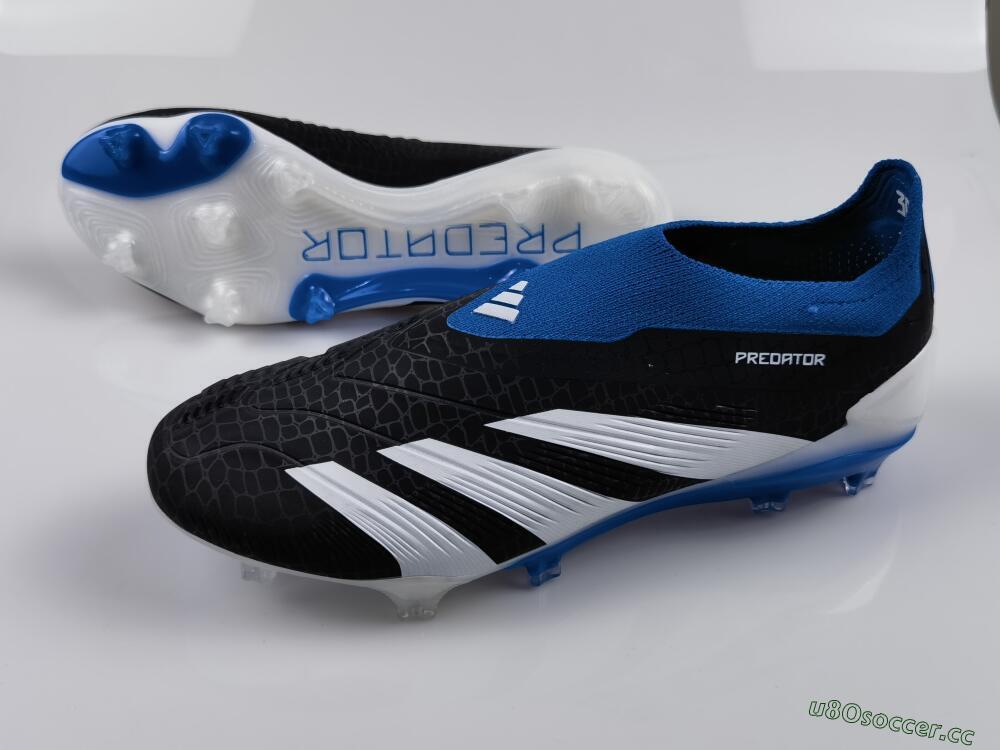 Men's Adidas Predator Accuracy+ Laceless FG Firm Ground Low-Tops Football Boots - Black/White/Blue
