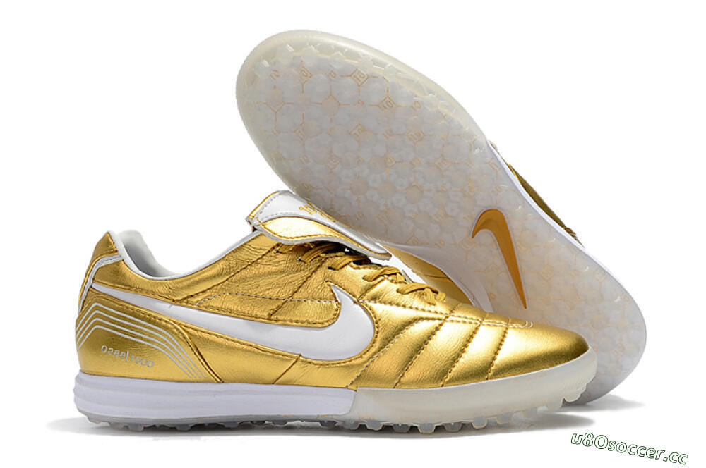 Men's Nike Tiempo Legend 7 Elite R10 TF Artificial Turf Low-Tops Football Shoes - Gold/White 2