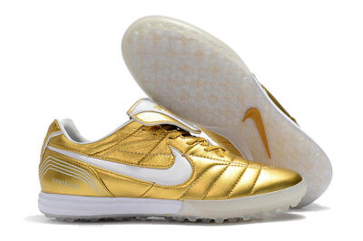 Men's Nike Tiempo Legend 7 Elite R10 TF Artificial Turf Low-Tops Football Shoes - Gold/White
