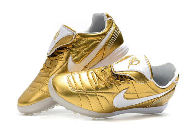 Men's Nike Tiempo Legend 7 Elite R10 TF Artificial Turf Low-Tops Football Shoes - Gold/White