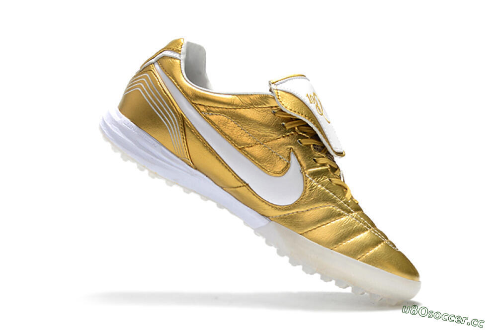 Men's Nike Tiempo Legend 7 Elite R10 TF Artificial Turf Low-Tops Football Shoes - Gold/White 7