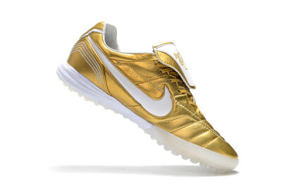 Men's Nike Tiempo Legend 7 Elite R10 TF Artificial Turf Low-Tops Football Shoes - Gold/White