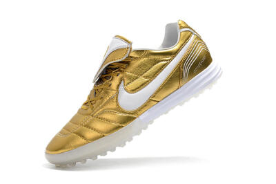 Men's Nike Tiempo Legend 7 Elite R10 TF Artificial Turf Low-Tops Football Shoes - Gold/White
