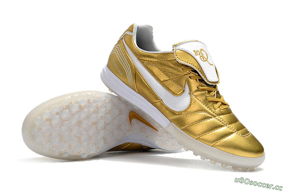 Men's Nike Tiempo Legend 7 Elite R10 TF Artificial Turf Low-Tops Football Shoes - Gold/White 4