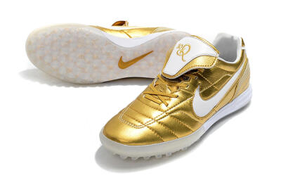 Men's Nike Tiempo Legend 7 Elite R10 TF Artificial Turf Low-Tops Football Shoes - Gold/White