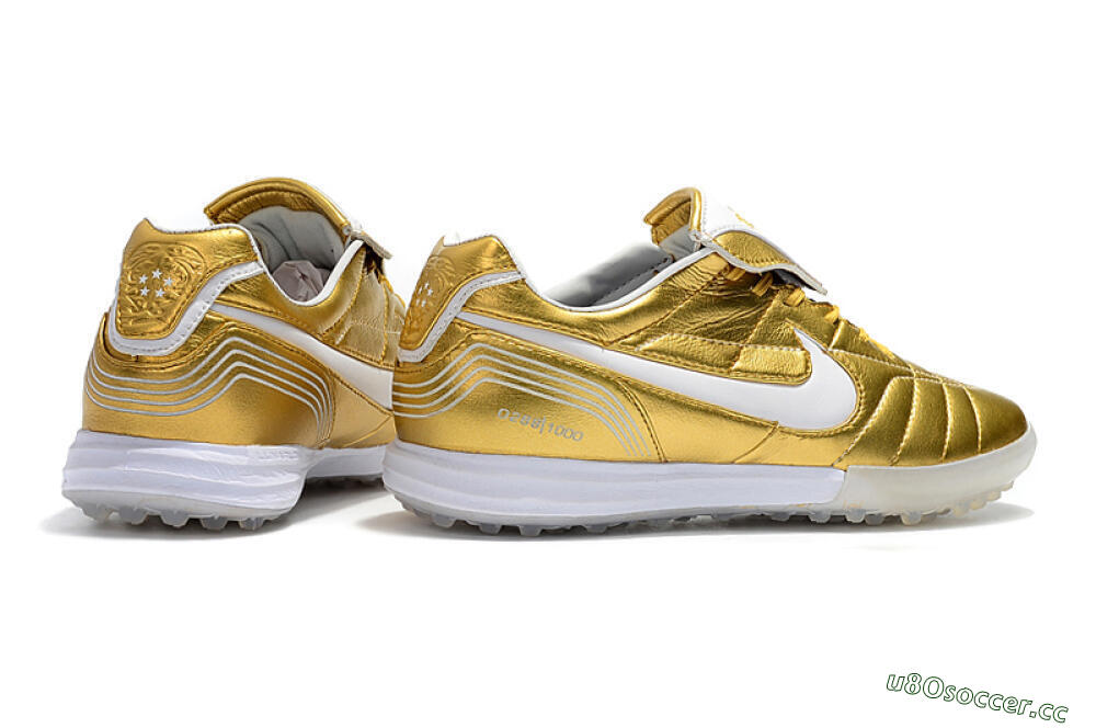 Men's Nike Tiempo Legend 7 Elite R10 TF Artificial Turf Low-Tops Football Shoes - Gold/White 9