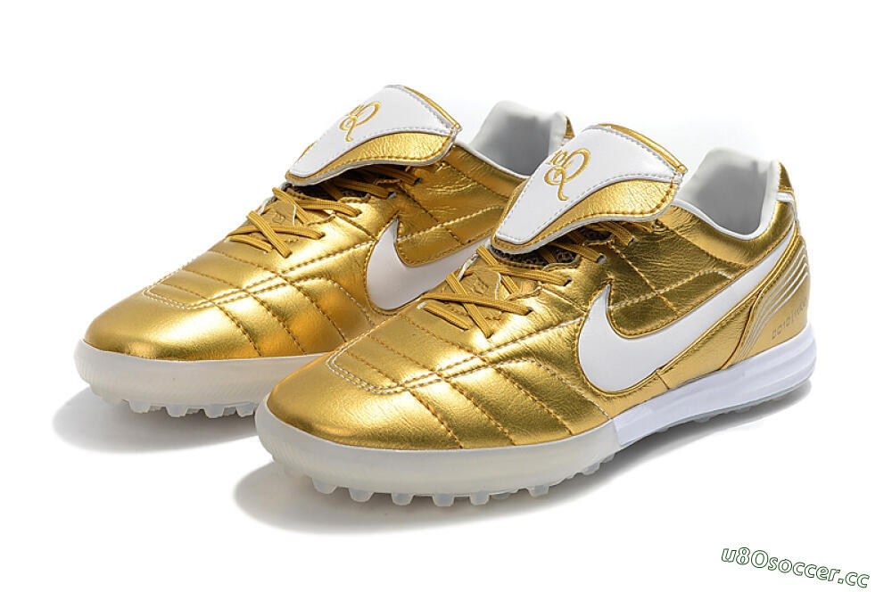Men's Nike Tiempo Legend 7 Elite R10 TF Artificial Turf Low-Tops Football Shoes - Gold/White 5