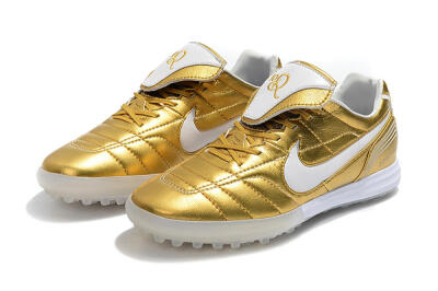 Men's Nike Tiempo Legend 7 Elite R10 TF Artificial Turf Low-Tops Football Shoes - Gold/White