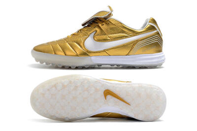 Men's Nike Tiempo Legend 7 Elite R10 TF Artificial Turf Low-Tops Football Shoes - Gold/White
