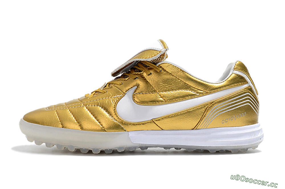Men's Nike Tiempo Legend 7 Elite R10 TF Artificial Turf Low-Tops Football Shoes - Gold/White 0