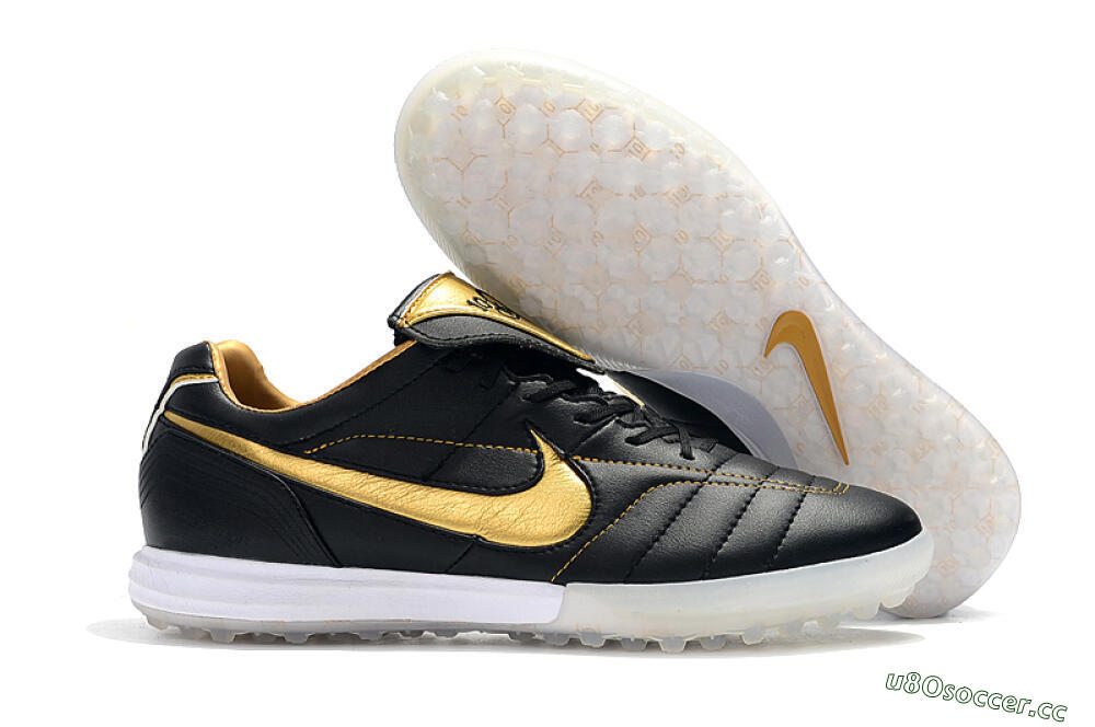 Men's Nike Tiempo Legend 7 Elite R10 TF Artificial Turf Low-Tops Football Shoes - Black/Gold/White 2