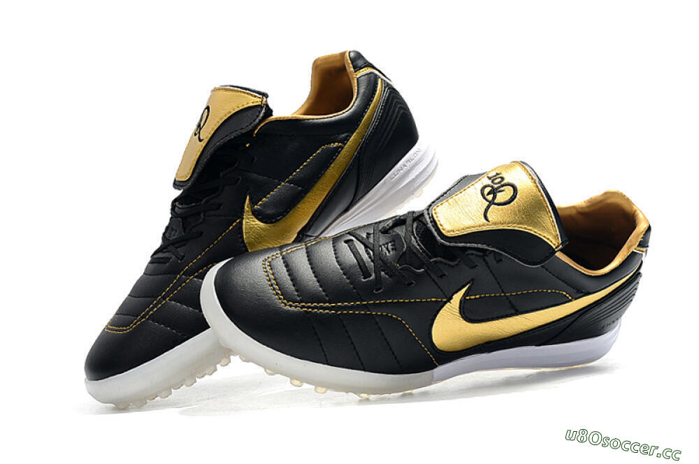Men's Nike Tiempo Legend 7 Elite R10 TF Artificial Turf Low-Tops Football Shoes - Black/Gold/White 6
