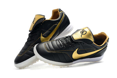 Men's Nike Tiempo Legend 7 Elite R10 TF Artificial Turf Low-Tops Football Shoes - Black/Gold/White
