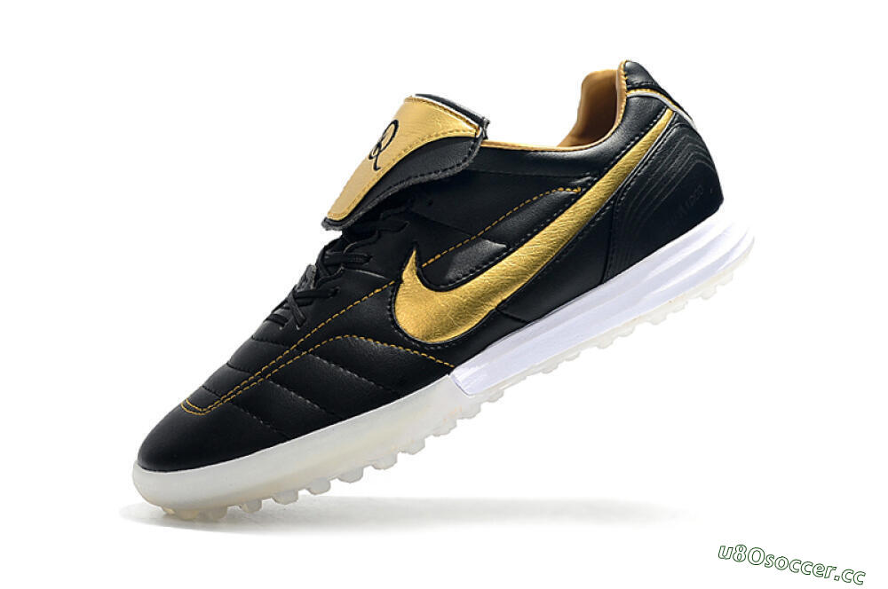 Men's Nike Tiempo Legend 7 Elite R10 TF Artificial Turf Low-Tops Football Shoes - Black/Gold/White 8