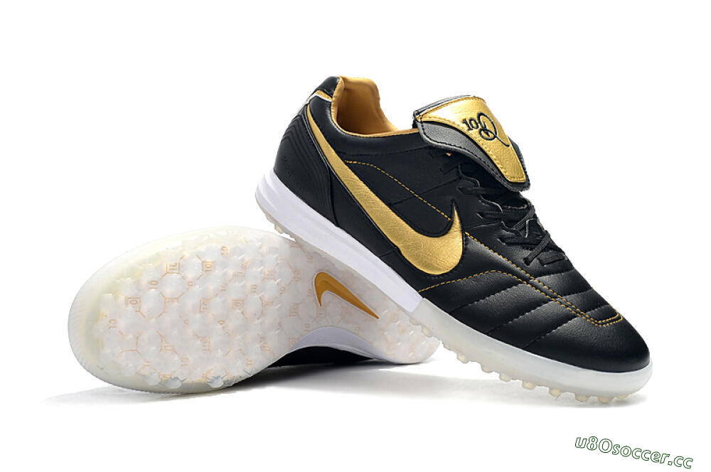 Men's Nike Tiempo Legend 7 Elite R10 TF Artificial Turf Low-Tops Football Shoes - Black/Gold/White 4