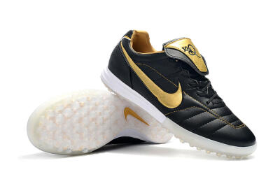 Men's Nike Tiempo Legend 7 Elite R10 TF Artificial Turf Low-Tops Football Shoes - Black/Gold/White