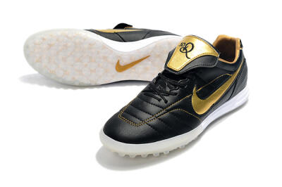 Men's Nike Tiempo Legend 7 Elite R10 TF Artificial Turf Low-Tops Football Shoes - Black/Gold/White