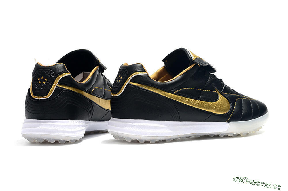 Men's Nike Tiempo Legend 7 Elite R10 TF Artificial Turf Low-Tops Football Shoes - Black/Gold/White 9