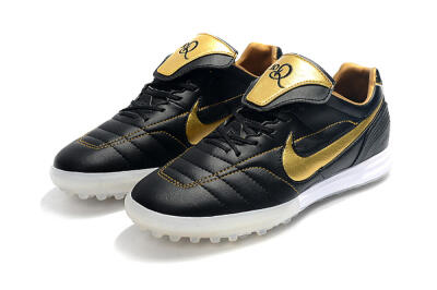 Men's Nike Tiempo Legend 7 Elite R10 TF Artificial Turf Low-Tops Football Shoes - Black/Gold/White