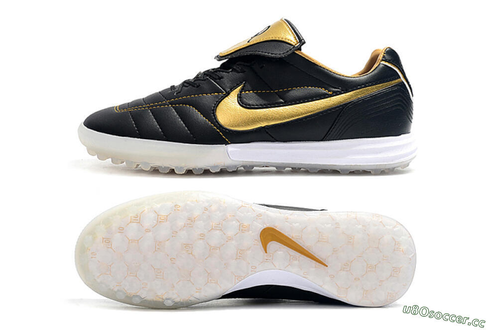 Men's Nike Tiempo Legend 7 Elite R10 TF Artificial Turf Low-Tops Football Shoes - Black/Gold/White 1