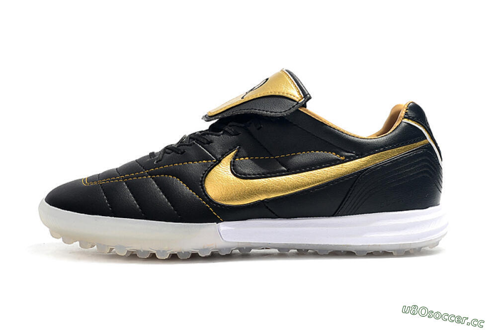 Men's Nike Tiempo Legend 7 Elite R10 TF Artificial Turf Low-Tops Football Shoes - Black/Gold/White 0