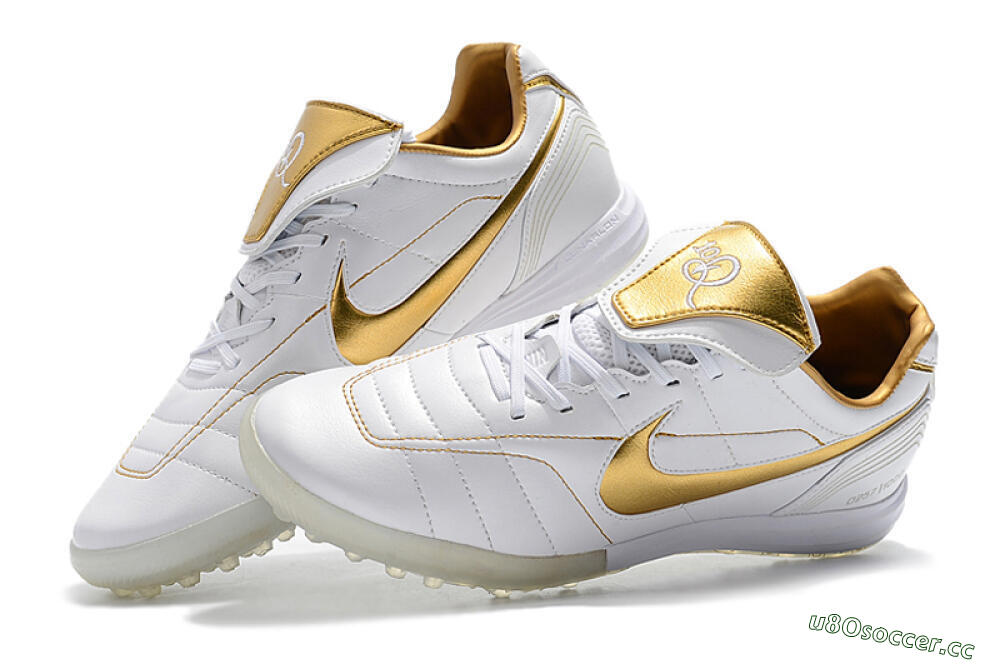Men's Nike Tiempo Legend 7 Elite R10 TF Artificial Turf Low-Tops Football Shoes - White/Gold 6