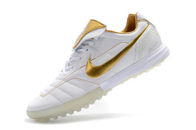 Men's Nike Tiempo Legend 7 Elite R10 TF Artificial Turf Low-Tops Football Shoes - White/Gold