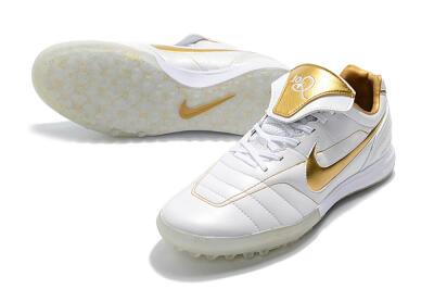 Men's Nike Tiempo Legend 7 Elite R10 TF Artificial Turf Low-Tops Football Shoes - White/Gold