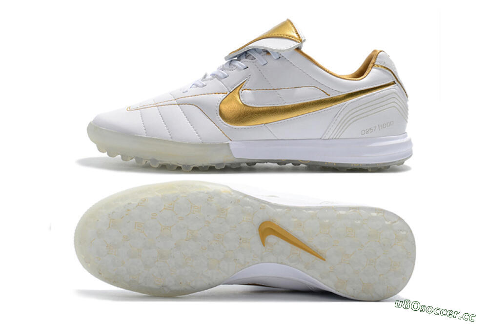 Men's Nike Tiempo Legend 7 Elite R10 TF Artificial Turf Low-Tops Football Shoes - White/Gold 1