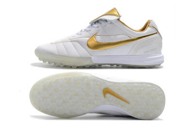 Men's Nike Tiempo Legend 7 Elite R10 TF Artificial Turf Low-Tops Football Shoes - White/Gold