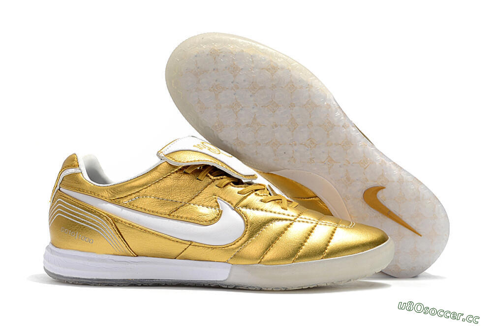 Men's Nike Tiempo Legend 7 Elite R10 IC Indoor & Futsal Low-Tops Football Shoes - Gold/White 2