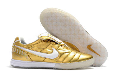 Men's Nike Tiempo Legend 7 Elite R10 IC Indoor & Futsal Low-Tops Football Shoes - Gold/White