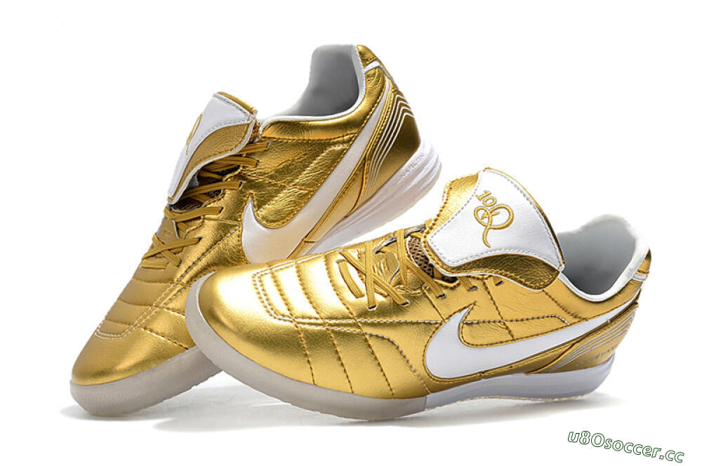 Men's Nike Tiempo Legend 7 Elite R10 IC Indoor & Futsal Low-Tops Football Shoes - Gold/White 6