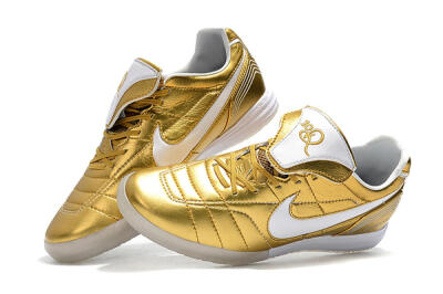 Men's Nike Tiempo Legend 7 Elite R10 IC Indoor & Futsal Low-Tops Football Shoes - Gold/White