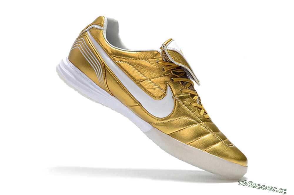 Men's Nike Tiempo Legend 7 Elite R10 IC Indoor & Futsal Low-Tops Football Shoes - Gold/White 7