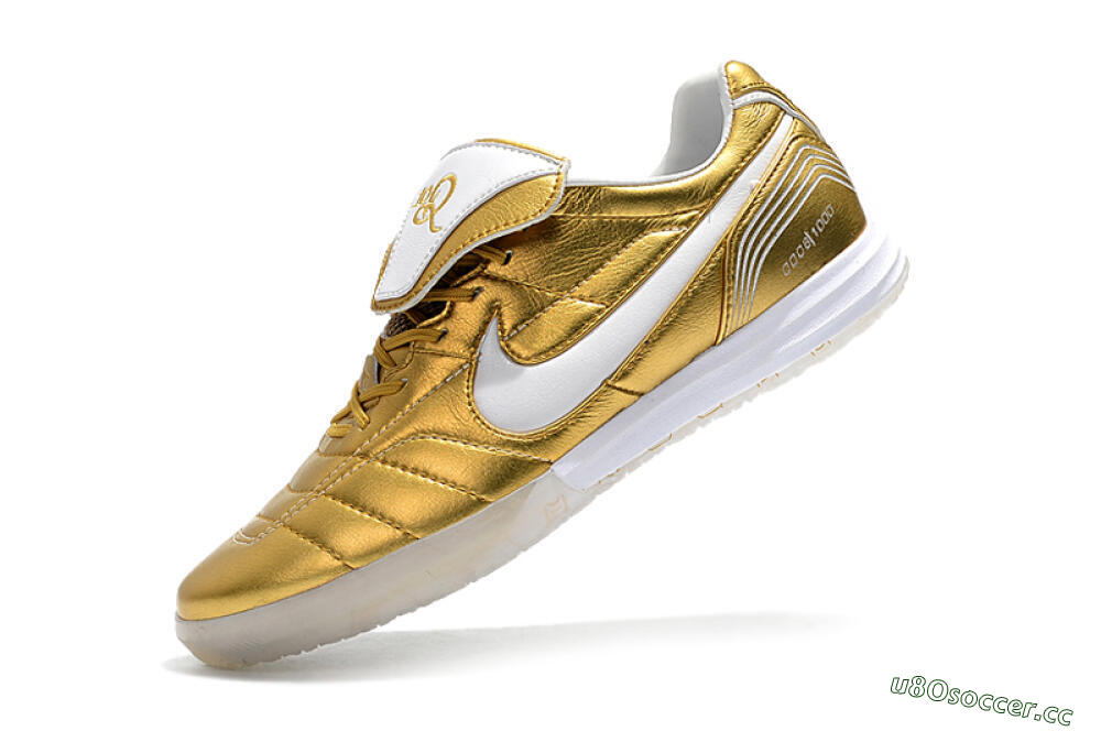 Men's Nike Tiempo Legend 7 Elite R10 IC Indoor & Futsal Low-Tops Football Shoes - Gold/White 8