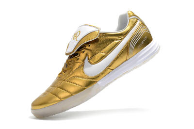 Men's Nike Tiempo Legend 7 Elite R10 IC Indoor & Futsal Low-Tops Football Shoes - Gold/White