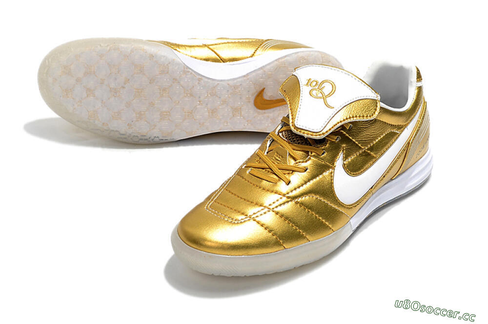Men's Nike Tiempo Legend 7 Elite R10 IC Indoor & Futsal Low-Tops Football Shoes - Gold/White 3
