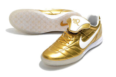 Men's Nike Tiempo Legend 7 Elite R10 IC Indoor & Futsal Low-Tops Football Shoes - Gold/White