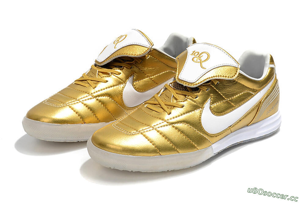 Men's Nike Tiempo Legend 7 Elite R10 IC Indoor & Futsal Low-Tops Football Shoes - Gold/White 5