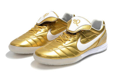 Men's Nike Tiempo Legend 7 Elite R10 IC Indoor & Futsal Low-Tops Football Shoes - Gold/White