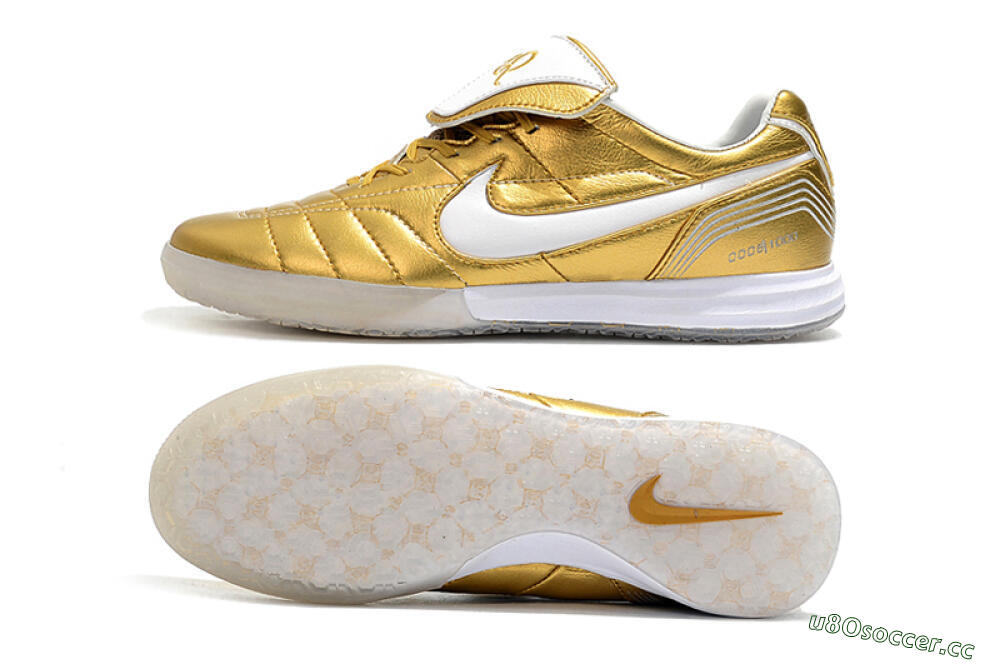 Men's Nike Tiempo Legend 7 Elite R10 IC Indoor & Futsal Low-Tops Football Shoes - Gold/White 1