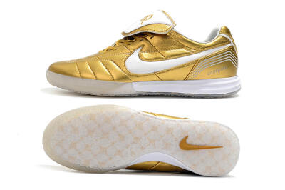 Men's Nike Tiempo Legend 7 Elite R10 IC Indoor & Futsal Low-Tops Football Shoes - Gold/White