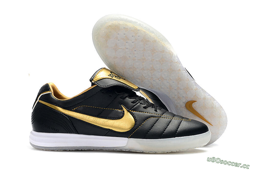 Men's Nike Tiempo Legend 7 Elite R10 IC Indoor & Futsal Low-Tops Football Shoes - Black/Gold/White 2