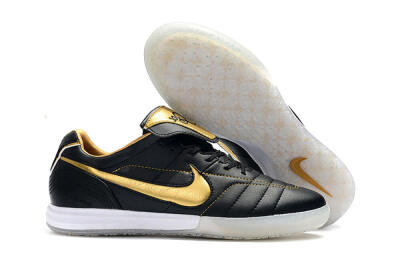 Men's Nike Tiempo Legend 7 Elite R10 IC Indoor & Futsal Low-Tops Football Shoes - Black/Gold/White