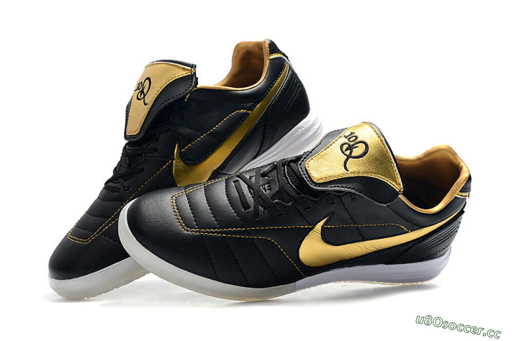 Men's Nike Tiempo Legend 7 Elite R10 IC Indoor & Futsal Low-Tops Football Shoes - Black/Gold/White 6