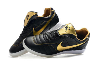 Men's Nike Tiempo Legend 7 Elite R10 IC Indoor & Futsal Low-Tops Football Shoes - Black/Gold/White