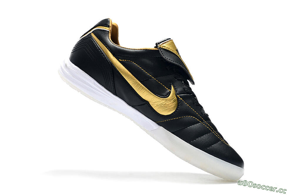 Men's Nike Tiempo Legend 7 Elite R10 IC Indoor & Futsal Low-Tops Football Shoes - Black/Gold/White 7